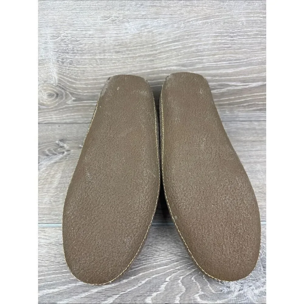 L.L. Bean Hand-Sewn Flannel Lined Men's Sz 9M Brown Slip On Moccasin Loafers